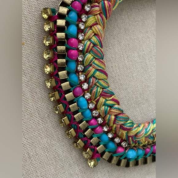 Colorful Boho Braided Rope Statement Necklace - Picture 5 of 6